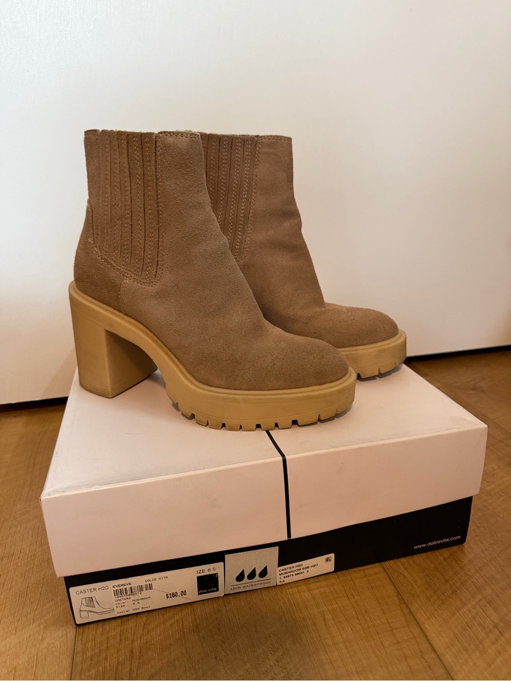Dolce Vita Chunky Taupe Suede Platform Chelsea Boots